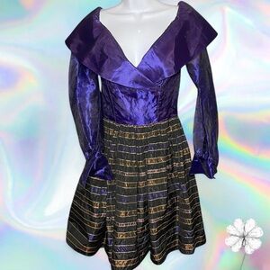 Elegant Purple and Gold Women's Prom Dress